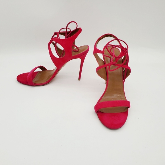 Aquazzura Colette Pink Suede Sandals - Picture 7 of 16